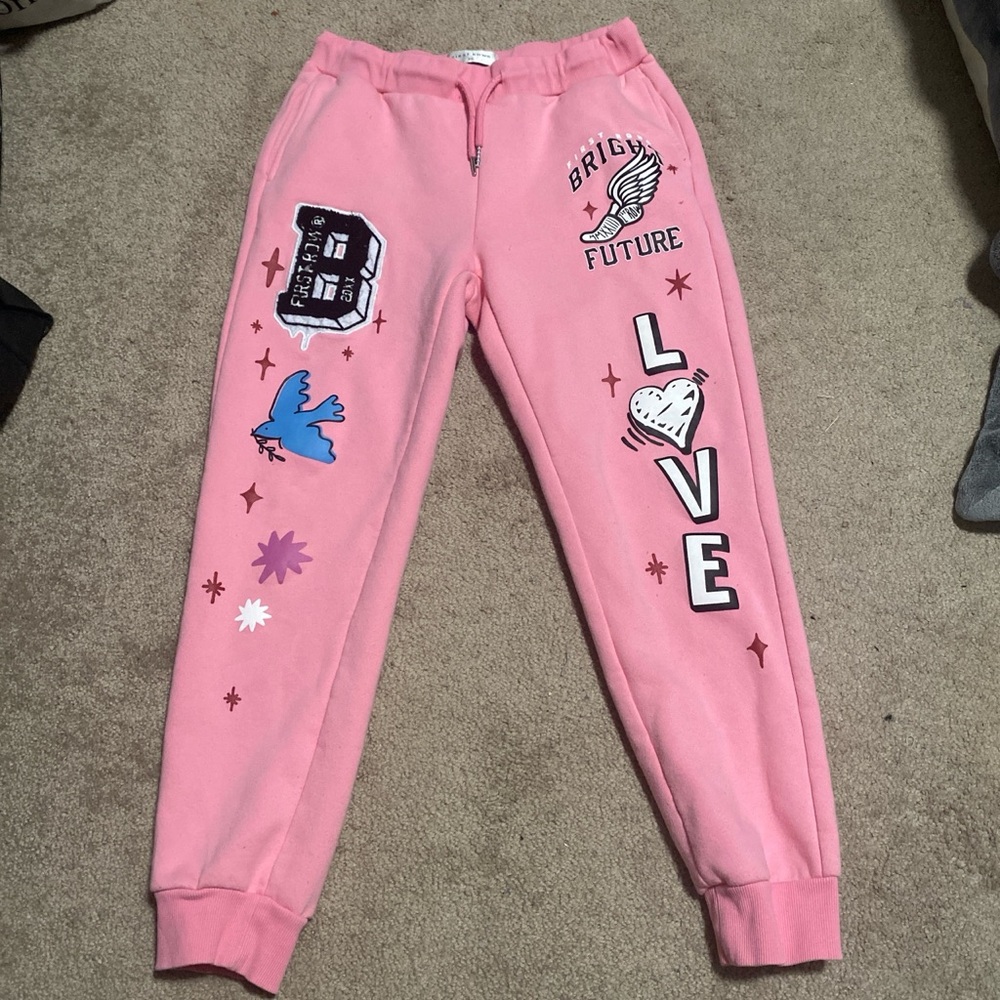 Pink Graphic 'Bright Future' Jogger Pants